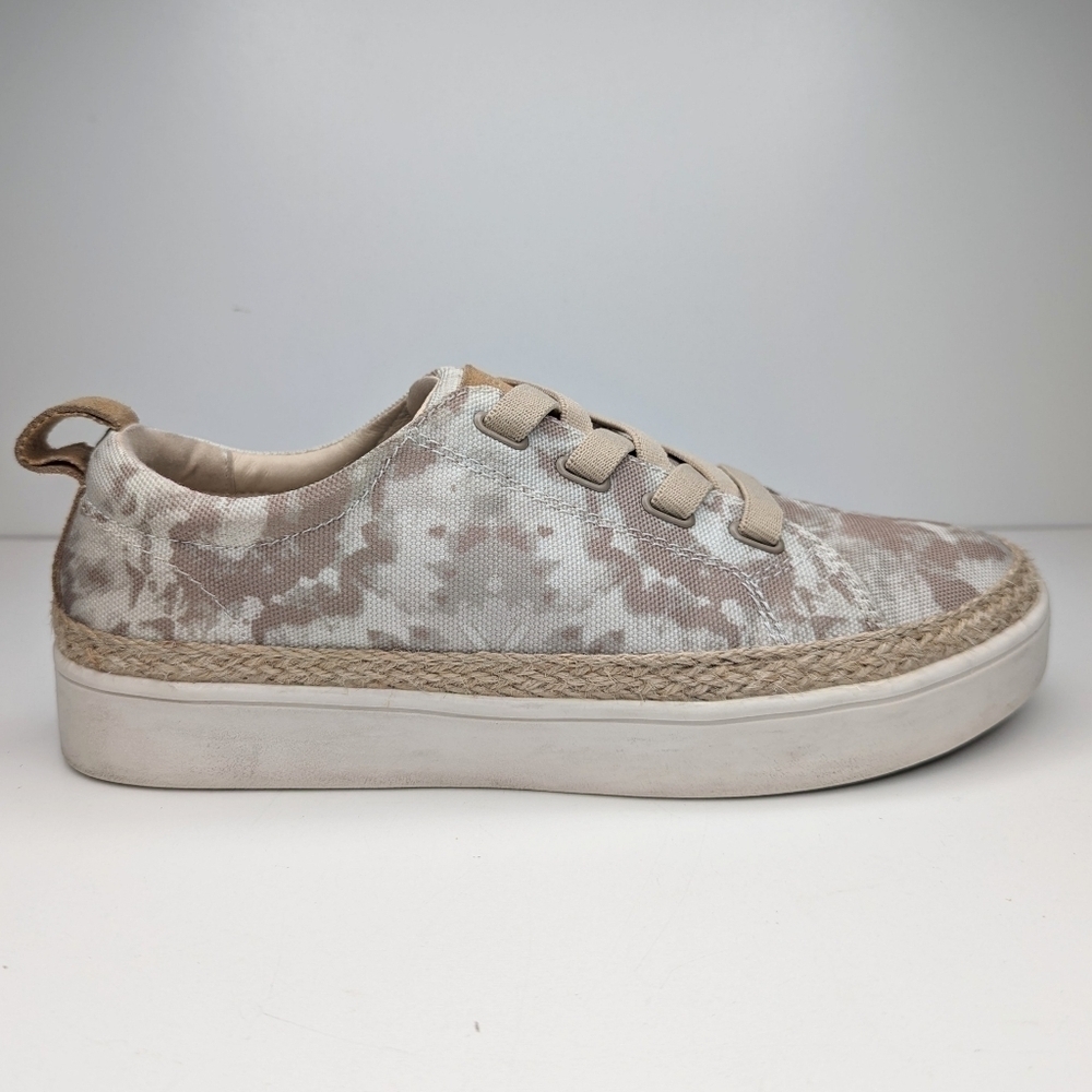 Spenco canvas sneakers slip on tan white Malibu tie-dye espadrilles size 8.5 - Picture 5 of 8